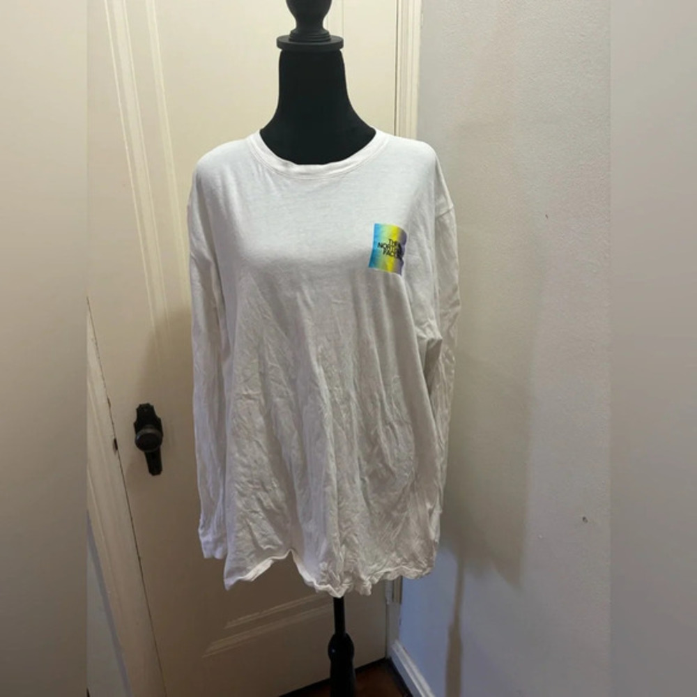 THE NORTH FACE Distorted Half Dome Long Sleeve Shirt sz XXL Large White Purple